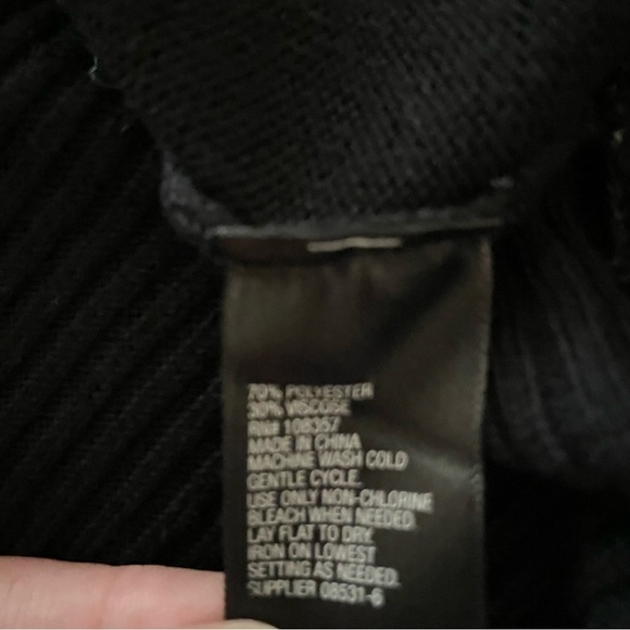 Worthington Black Open Front Cardigan Sweater Lightweight Zipper Accents XS - Picture 5 of 6